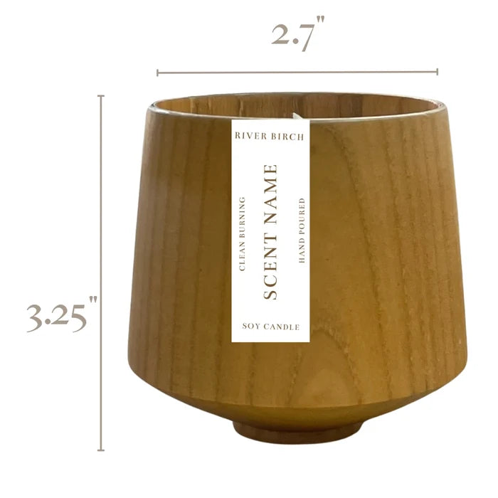 7.5oz Light Wooden Jar - Soy Candle (Unlabeled or Custom Label)