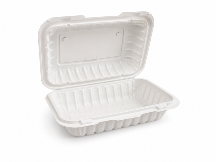 9" x 6.5" x 2" White Heavy Duty MFPP Take-Out Container