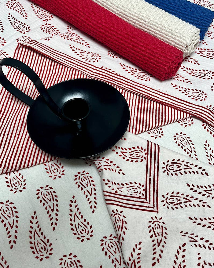 Abbey Paisley Red Block Print Napkins Set of 4