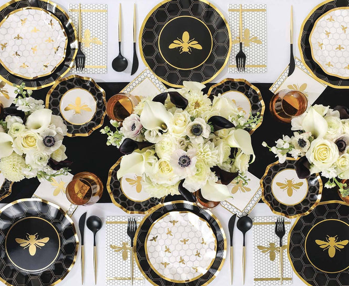 Black & Gold Bella Assorted Plastic Cutlery (24pc, Service for 8)