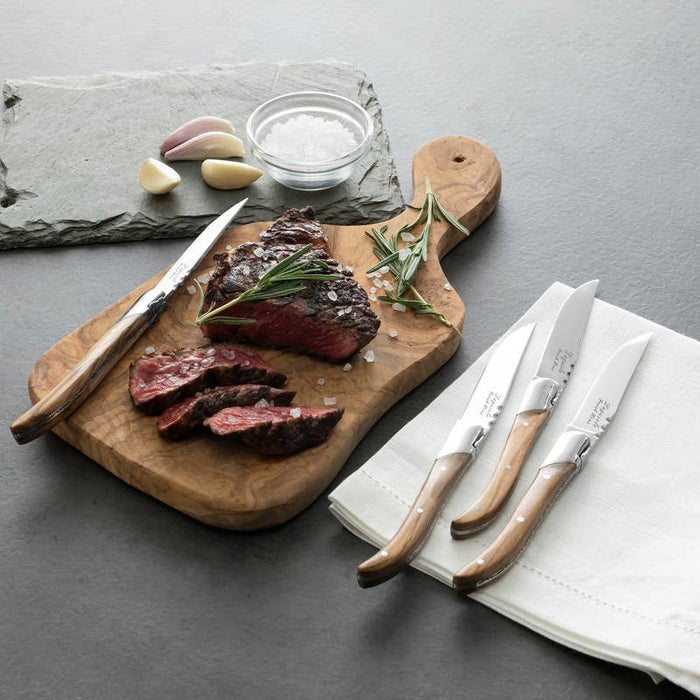 Connoisseur Steak Knives Set of 4 Olive Wood