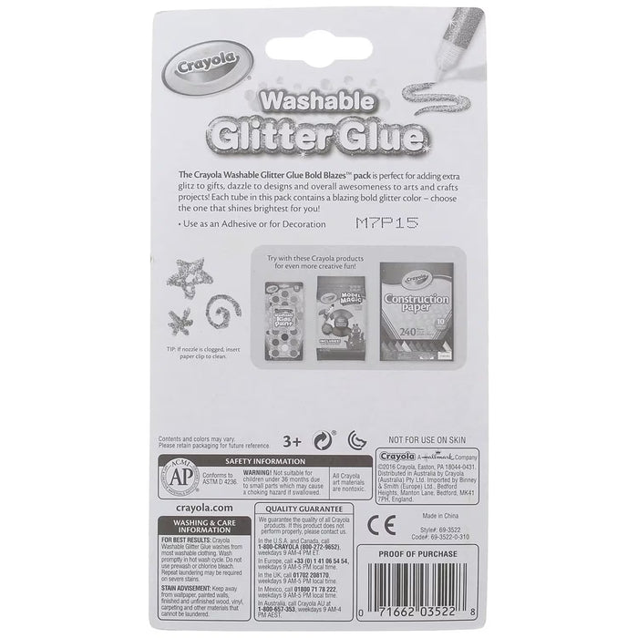 Crayola Washable Glitter Glue 5 Color Set - 5 Ct - 12 Pack