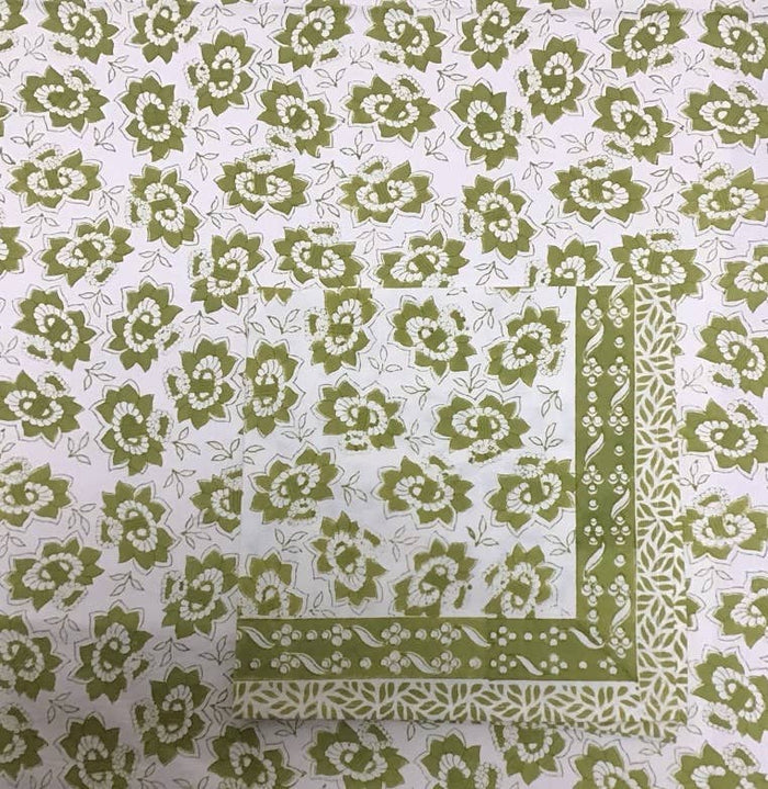 Daffodil Green Block Print Napkins - Set of 4