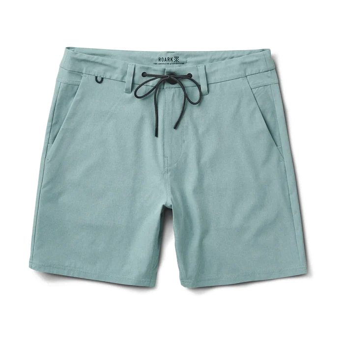 Roark Explorer Short 2.0, stone blue men’s stretch hybrid shorts size 30