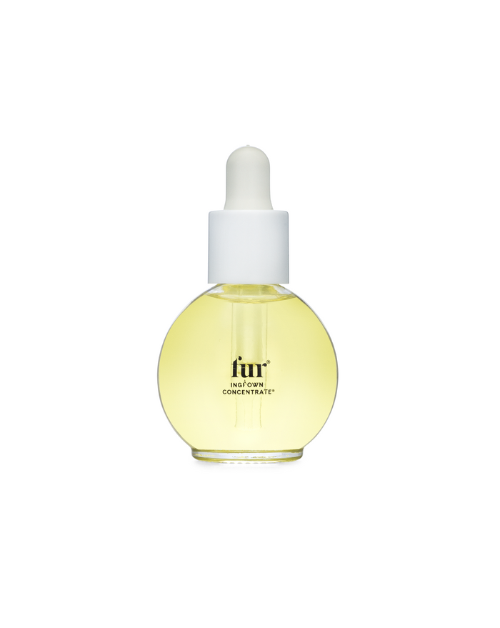 Clear glass bottle white plastic dropper Fur ingrown hair body oil Dermal Essentials Medical Grade Skincare