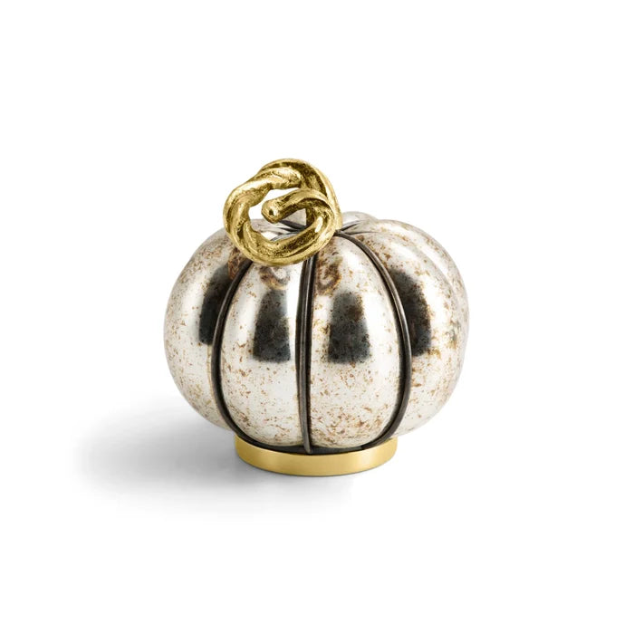Michael Aram small glass pumpkin, handcrafted glass, for fall decoration.