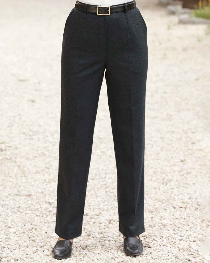 Ladies Flannel Trousers - Charcoal - Country Collection