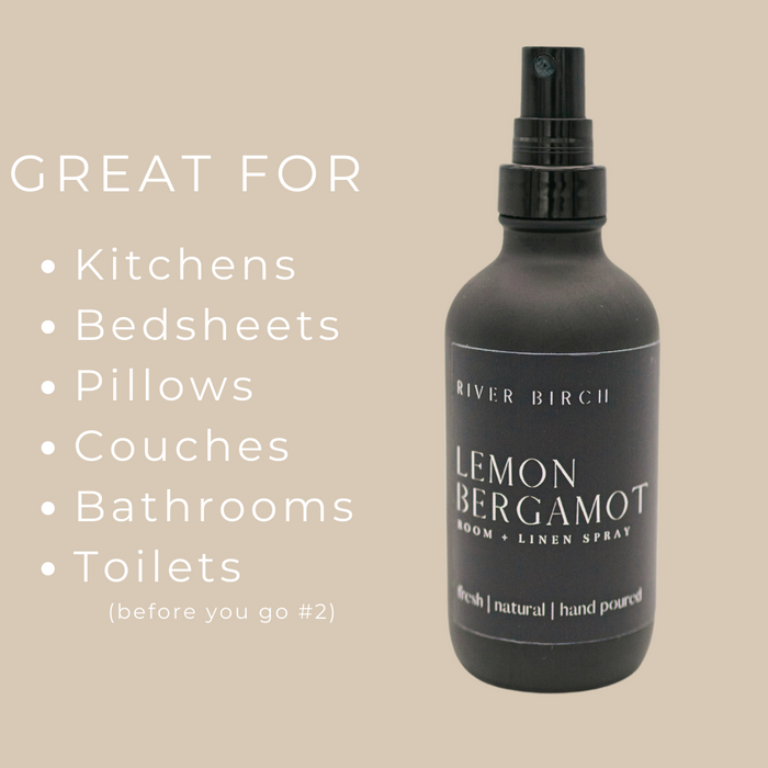 Lemon Bergamot - 4 oz Black Glass Room + Linen Spray