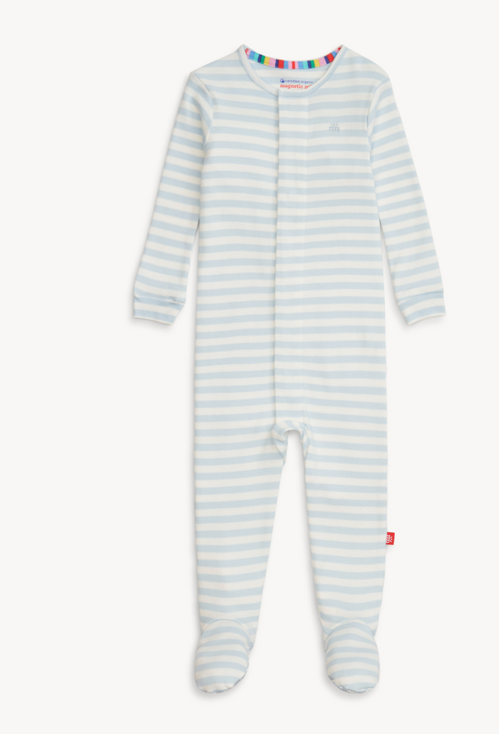 Magnetic Me Organic Cotton Footie in Blue Stripe