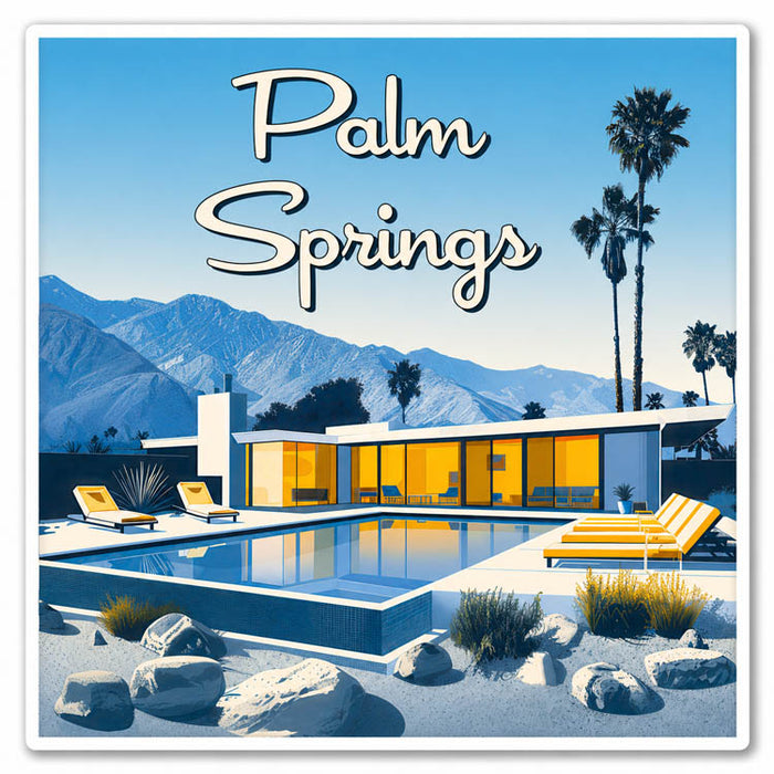 Mid-Century Blue Warm Interior Glow Palm Springs Sticker