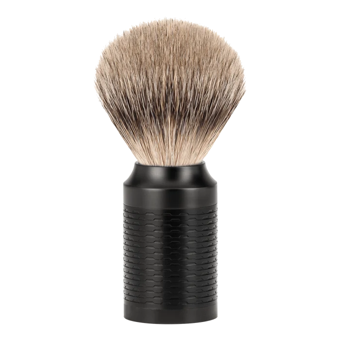 Mühle ROCCA Silvertip Badger barberkost i rustfritt stål Jet Black