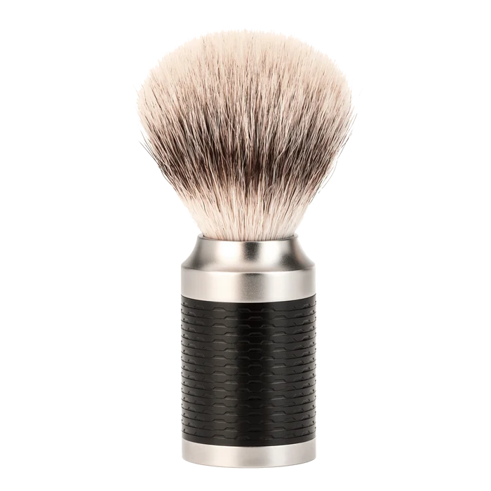 Mühle Rocca Silvertip Fibre barberkost i rustfritt stål Sort