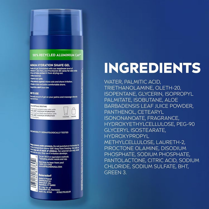 NIVEA MEN Moisturizing Shave Gel with Aloe Vera and Provitamin B5 - 7 oz - 12 Pack