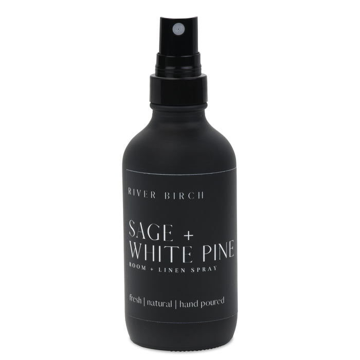 Sage + White Pine - 4 oz Black Glass Room + Linen Spray