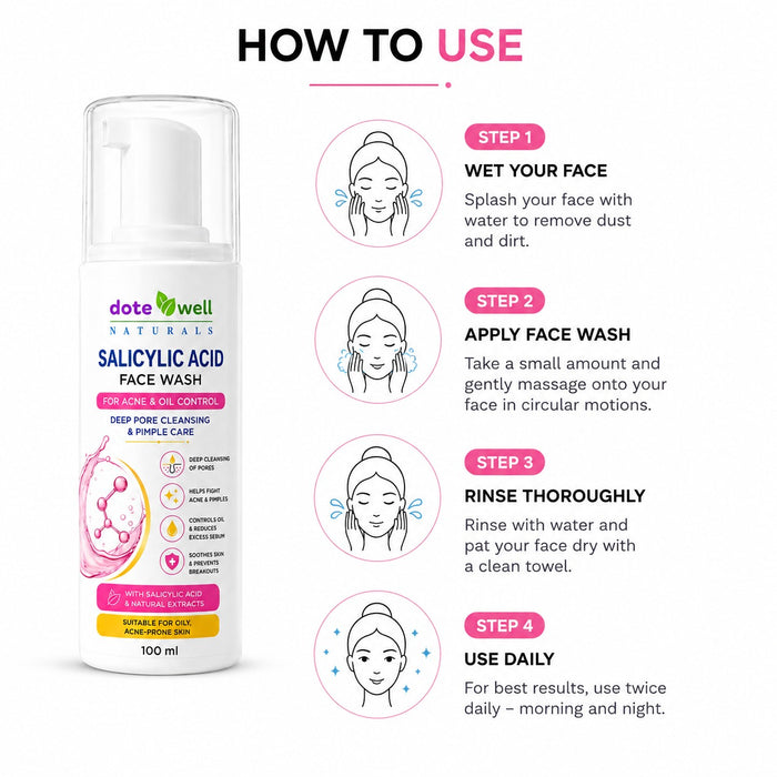 Salicylic Acid Face Wash for Acne & Oil Control | Deep Pore Cleansing & Pimple Care | 100 ml