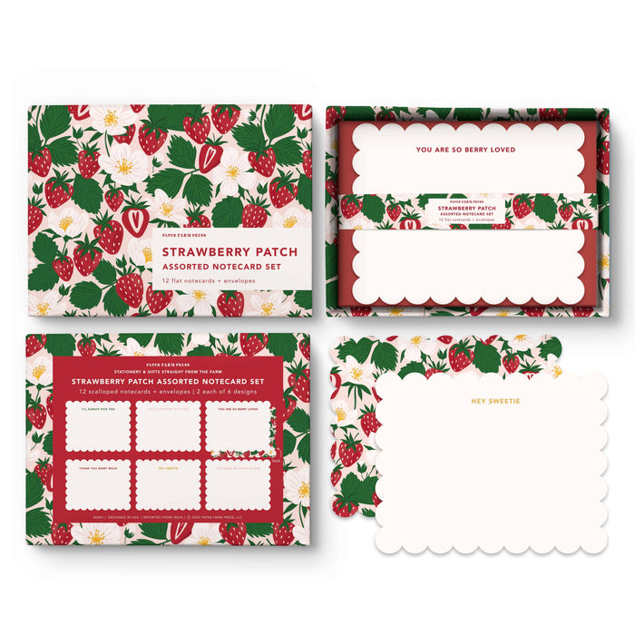 Strawberry Patch Assorted Notecard Set - Olita Gifts & Goods