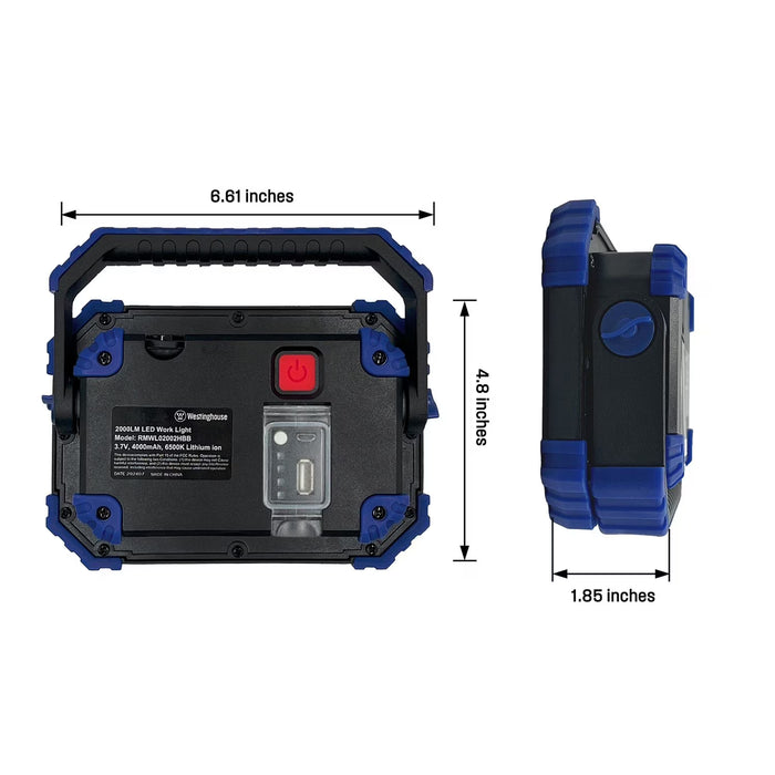 Westinghouse 2000 Lumen LED Rechargeable Portable Work Light Set of 2