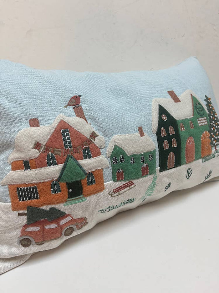 Whimsical Winter Fest Applique Pillow 12x20 with insert