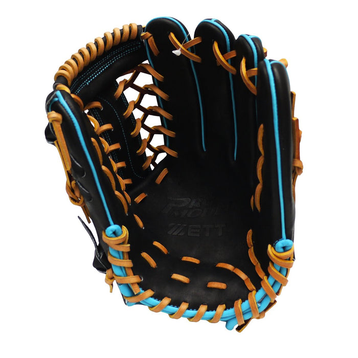 ZETT Pro Model Elite 12.5 inch Outfielder Glove - Black/Skyblue #7
