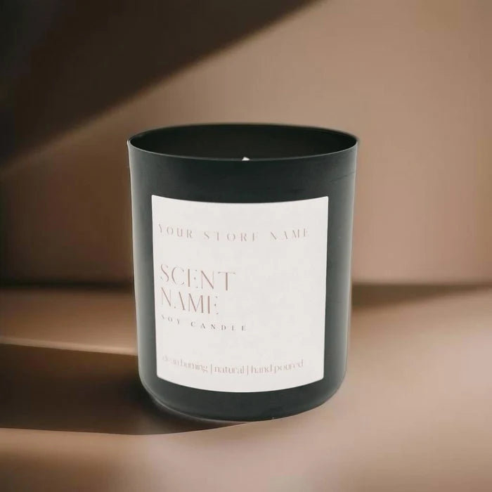 13oz Black Metal Tumbler Soy Candle (Unlabeled or Custom Label)