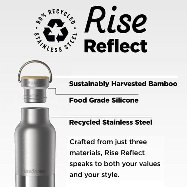 Klean Kanteen Brushed 16oz Rise Reflect Insulated Bottle with Bamboo Cap