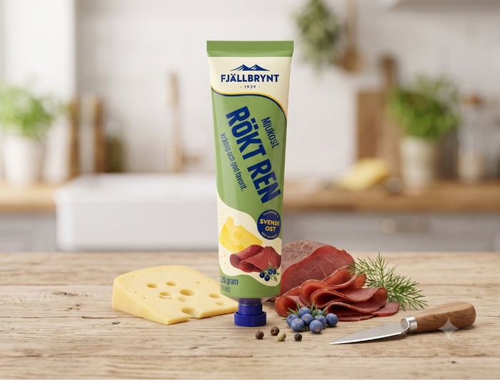 2 x Fjällbrynt Mjukost Rökt Ren 250g (8.81 oz) – Swedish Creamy Cheese Spread with Smoked Reindeer