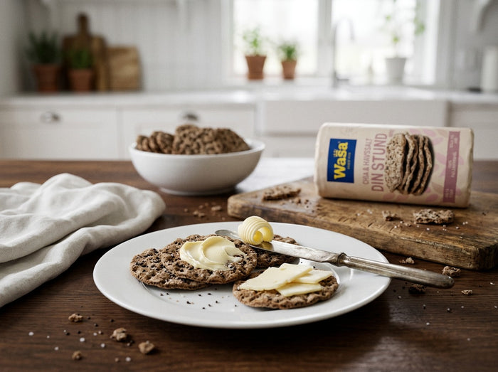 Wasa Din Stund Mini Chia & Havssalt 270g – Swedish Wholegrain Rye Crispbread with Chia Seeds and Sea Salt