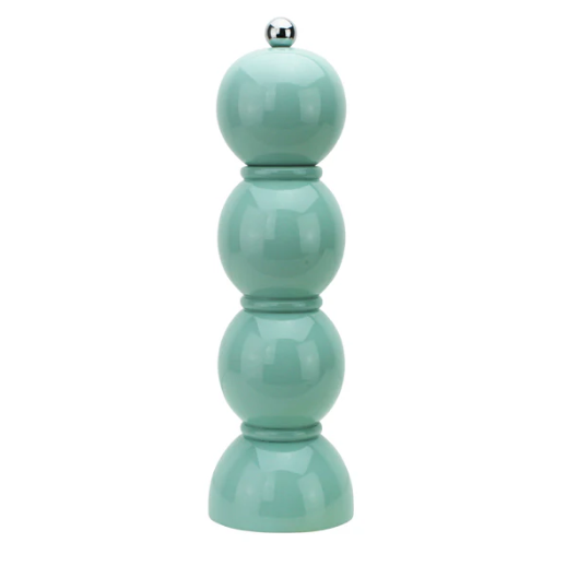 24cm Eau de Nil Bobbin Design Lacquer Salt or Pepper Grinder, Ceramic, Addison Ross