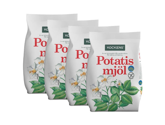 4 x Kockens Potatismjöl 500g – Swedish Potato Starch Multipack, 2,000g total, naturally gluten-free, made from Swedish potatoes