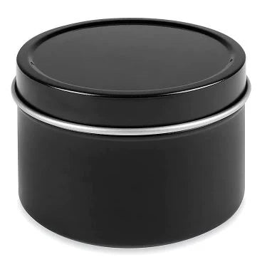 4oz Glossy Black Tin Soy Candle (Unlabeled or Custom Label)