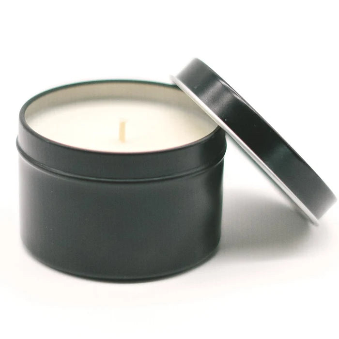 4oz Glossy Black Tin Soy Candle (Unlabeled or Custom Label)