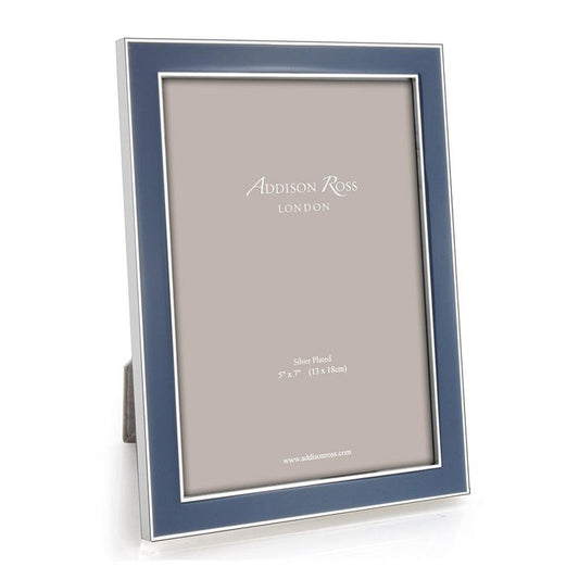 4x6 Denim Enamel Photo Frame with Silver Trim, Elegant, Desk Size, Addison Ross