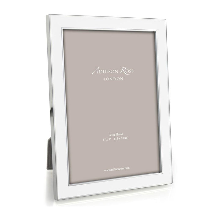 4x6 White Enamel Photo Frame with Gold Trim, Velvet Backed, Addison Ross