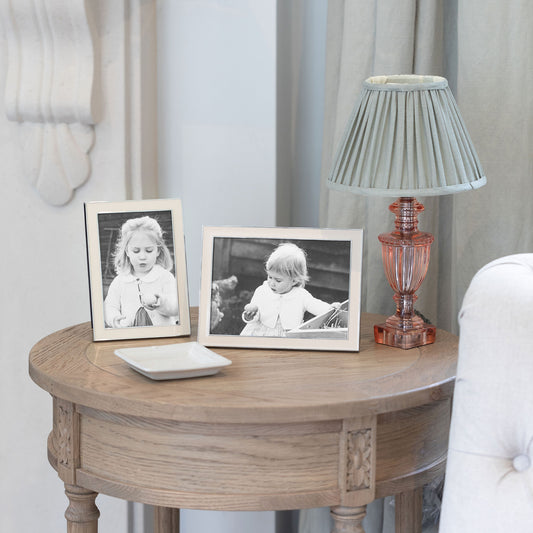 4x6 White Enamel Photo Frame with Gold Trim, Velvet Backed, Addison Ross