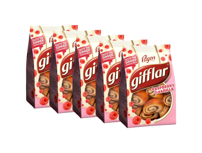 5 x Pågen Gifflar Raspberry 260g – Swedish Mini Raspberry & Vanilla Sweet Rolls