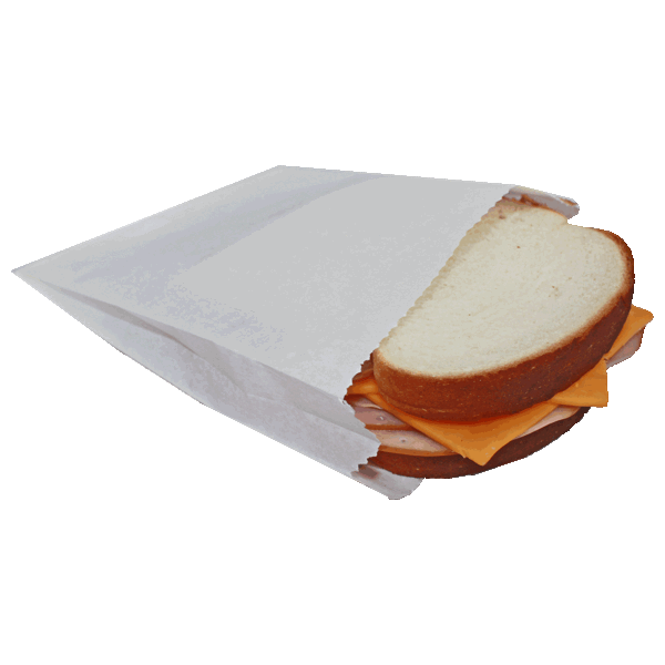 6" x 0.75" x 6.75" Greaseproof White Sandwich Bags