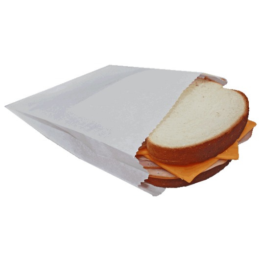 6" x 0.75" x 6.75" Greaseproof White Sandwich Bags