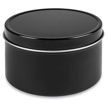 8oz Glossy Black Tin Soy Candle (Unlabeled or Custom Label)