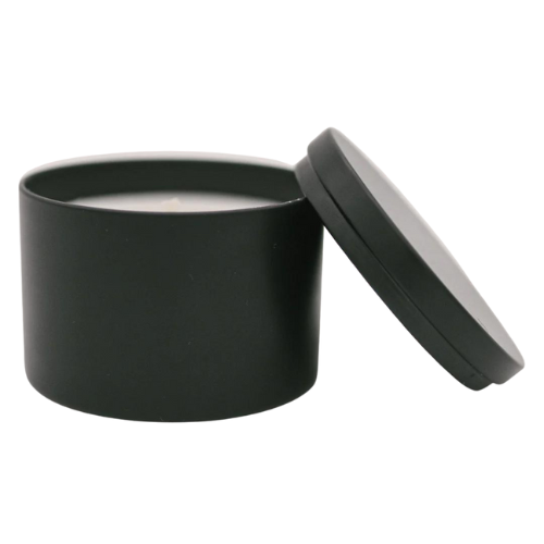 8oz Luxury Black -Straight Sided -  Tin Soy Candle (Unlabeled or Custom Label)
