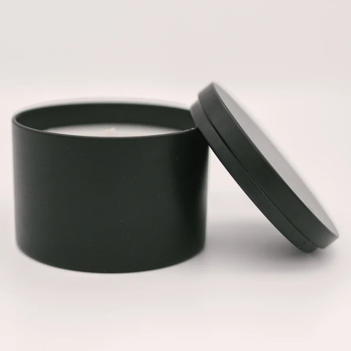 8oz Luxury Black -Straight Sided -  Tin Soy Candle (Unlabeled or Custom Label)