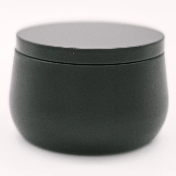 8oz Luxury Black Curved Tin Soy Candle (Unlabeled or Custom Label)
