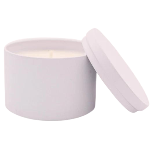 8oz Luxury White -Straight Sided -  Tin Soy Candle (Unlabeled or Custom Label)