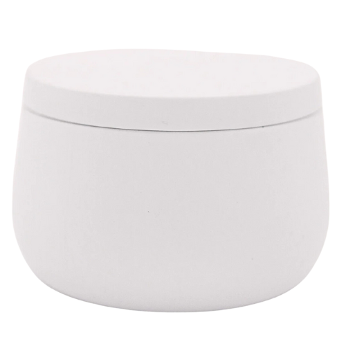 8oz Luxury White Curved Tin Soy Candle (Unlabeled or Custom Label)