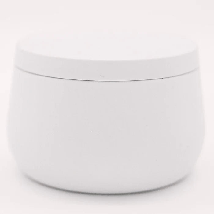 8oz Luxury White Curved Tin Soy Candle (Unlabeled or Custom Label)
