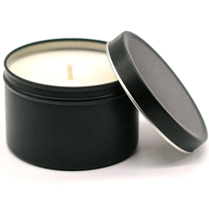 8oz Matte Black Tin Soy Candle (Unlabeled or Custom Label)