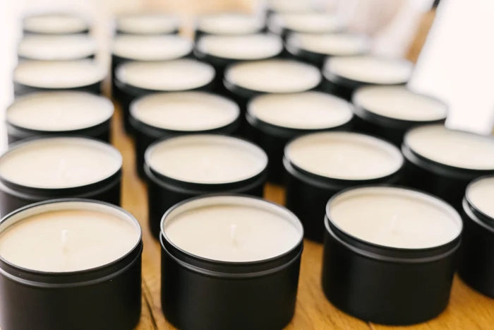 8oz Matte Black Tin Soy Candle (Unlabeled or Custom Label)