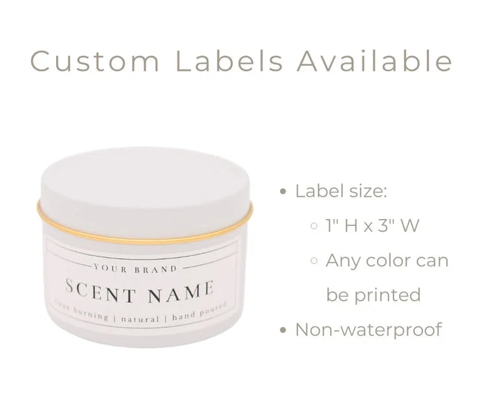 8oz White Tin Soy Candle (Unlabeled or Custom Label)