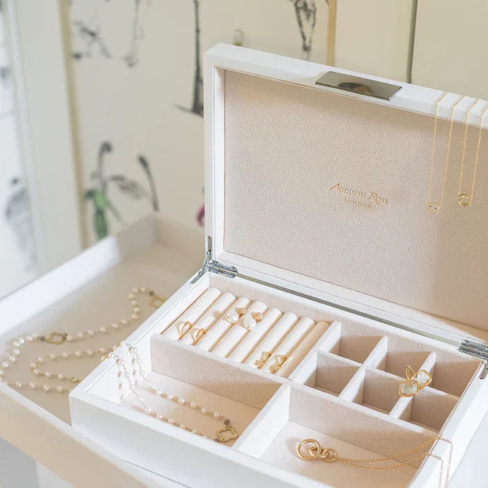 White & Silver Jewelry Box | Elegant Gift for Women