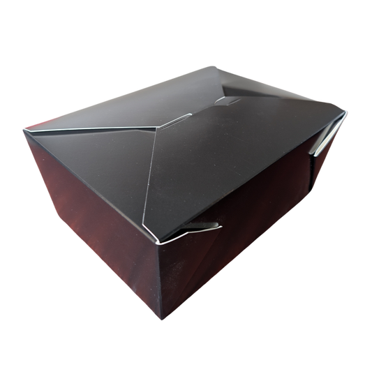 96 oz Black Top Folded Take-Out Paper Container - #4