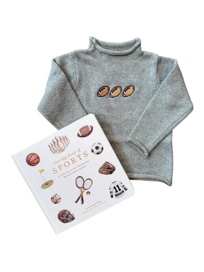 A Soft Idea Football Trio Roll Neck Sweater in Grey